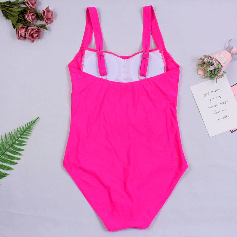 Sexy One-Piece Women Swimsuit 2024 Push Up Plus Size Swimwear Tummy Control Monokini Swimming Beach Wear Vintage Bathing Suit