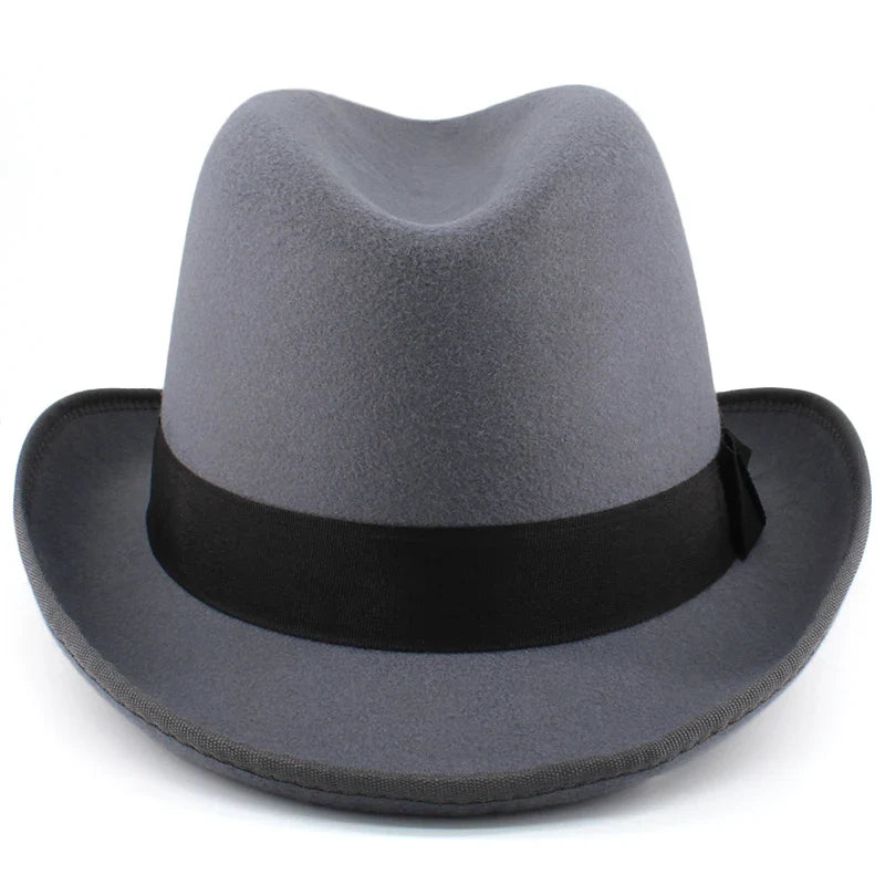 Men Women Wool Classical Homburg Hats Bowtie Band Fedora Caps Trilby Sunhat Jazz Winter Warm Adjustable Size M-L 7 1/8-7 3/8