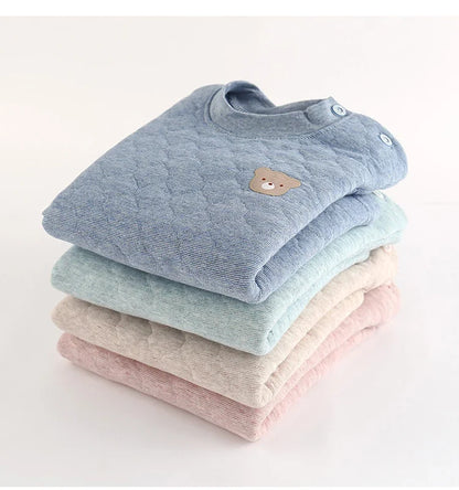 Winter Kids Pajamas For Baby Children Thermal Underwear Clothes Suit Three Layers Thick Cotton Toddler Boys Girls Sleepwear Set