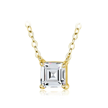 Real 925 Sterling Silver Square Emerald cut Clear CZ Classic Necklace Pendant For Women Wedding Charm Fine Jewelry 2020