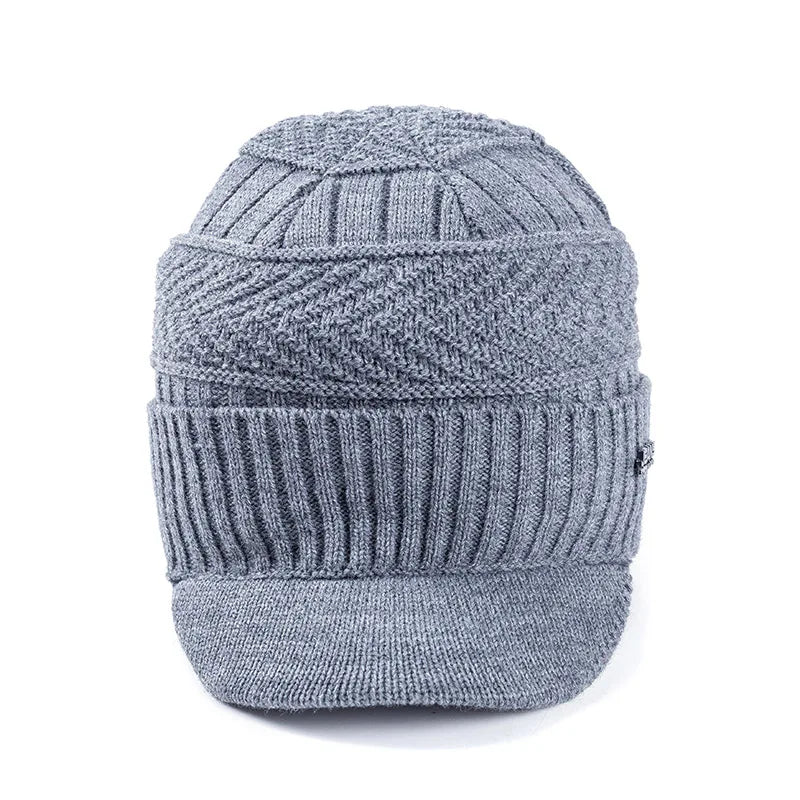 Unisex Warm Winter Hats Stylish Add Fur Lined Soft Beanie Cap With Brim Thick Winter Knitted Hats For Men & Women Dropshipping