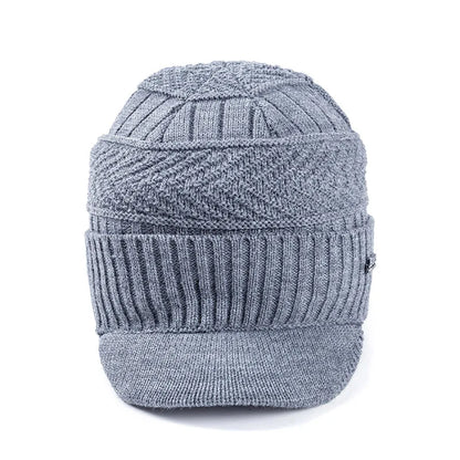 Unisex Warm Winter Hats Stylish Add Fur Lined Soft Beanie Cap With Brim Thick Winter Knitted Hats For Men & Women Dropshipping