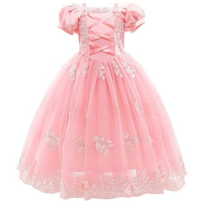 Girl Cosplay Princess Aurora Rapunzel Dress Up Kids Christmas Halloween Tulle Fancy Costume for Children Girls Birthday