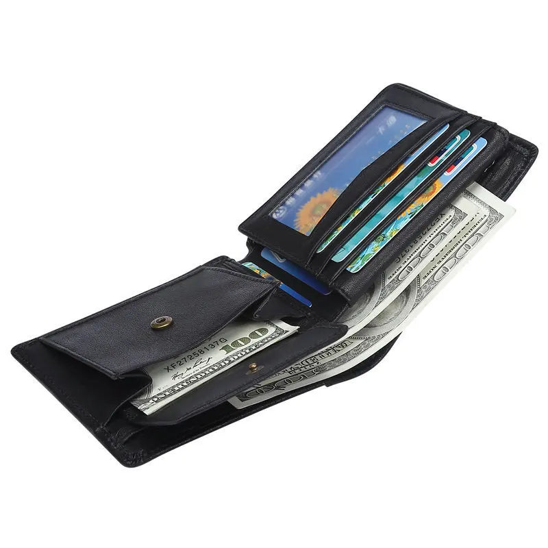 Cow Leather Men Wallets with Coin Pocket Vintage Male Purse RFID Blocking Genuine Leather Men Wallet with Card Holders