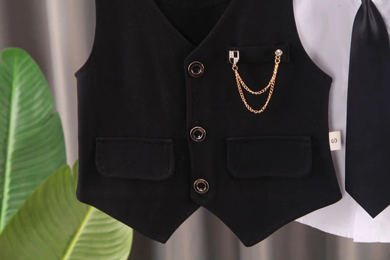 New Spring Autumn Baby Clothes Suit Children Boys Vest Shirt Pants 3Pcs/Sets Toddler Fashion Casual Costume Kids Formal Clothing