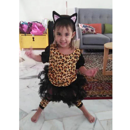 Cute Cartoon Animal Cosplay Girls Tiger Leopard Dress Halloween costume for Girl Christmas Carnival Outfit Headband