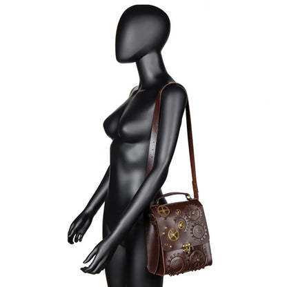 Norbinus Steampunk Single Shoulder Bags Vintage Women Handbags Gothic Messenger Crossbody Bag Ladies Rivet Top-Handle Bags Pack