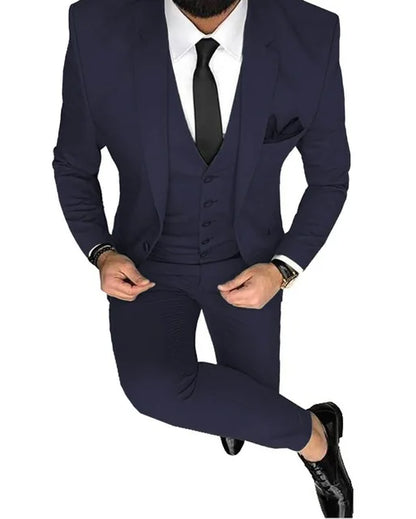 Men's Suits Prom Tuxedo Slim Fit 3 Piece Groom Wedding Suit For Men Custom Blazer Terno Masuclino 3 Pieces (jacket+vest+pant)