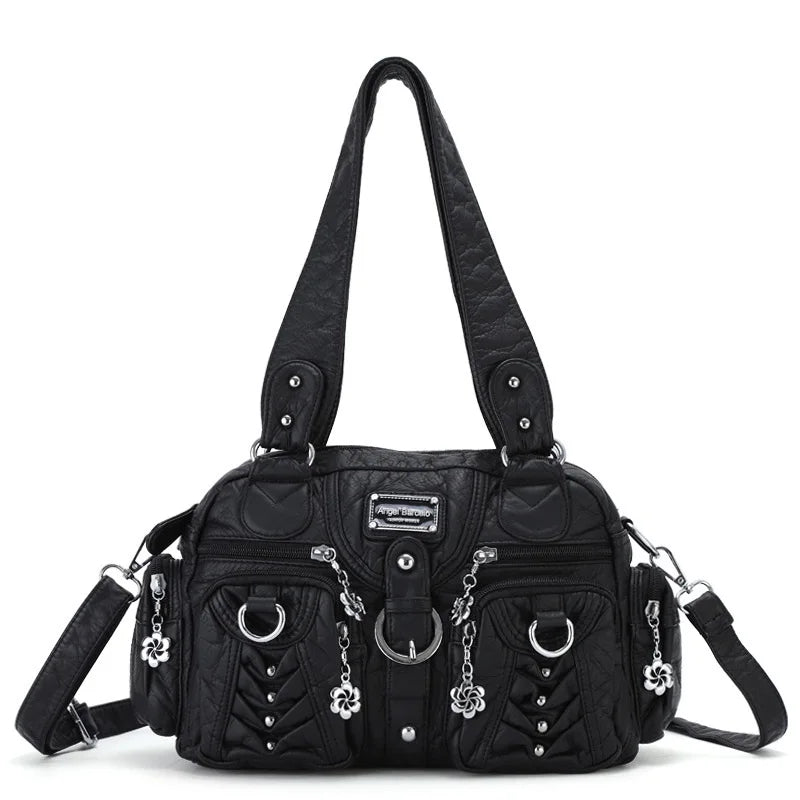 Women Handbags Fashion Satchel Top-handle Handbag PU Shoulder Bag 10.6"x8.3" Dumpling Pack Multi-pockets Shoulder Bags