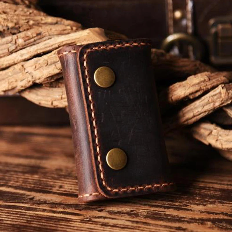 Handmade Vintage Genuine Leather Key Holder Men keyChain Cover Leather Key Wallet Men key case bag Women Key Organizer