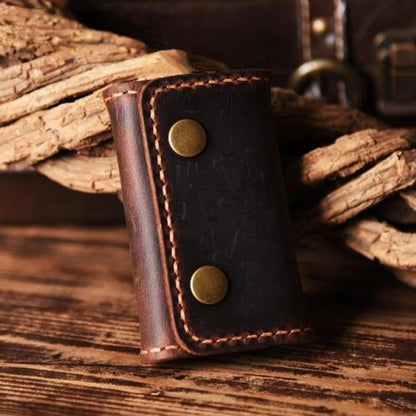Handmade Vintage Genuine Leather Key Holder Men keyChain Cover Leather Key Wallet Men key case bag Women Key Organizer