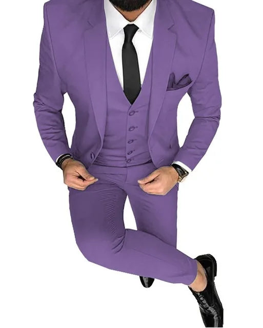 Men's Suits Prom Tuxedo Slim Fit 3 Piece Groom Wedding Suit For Men Custom Blazer Terno Masuclino 3 Pieces (jacket+vest+pant)