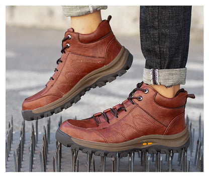 Men Leather Safety Work Boots Steel Toe Puncture-proof Indestructible Safety Shoes Staleneus Construction Welding Work Boots
