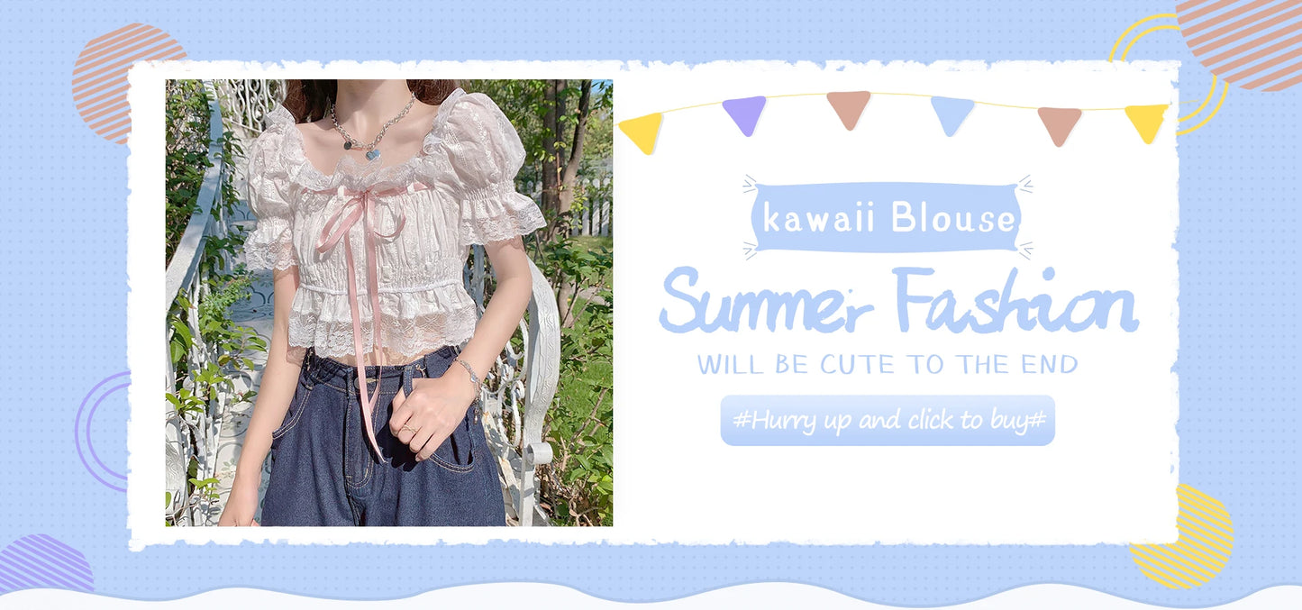 Japanese Kawaii Mini Skirt Women Summer Casual Designer Elegant Lolita Sexy Skirt High Waist Lace Bandage Y2k Sweet Skirt 2024