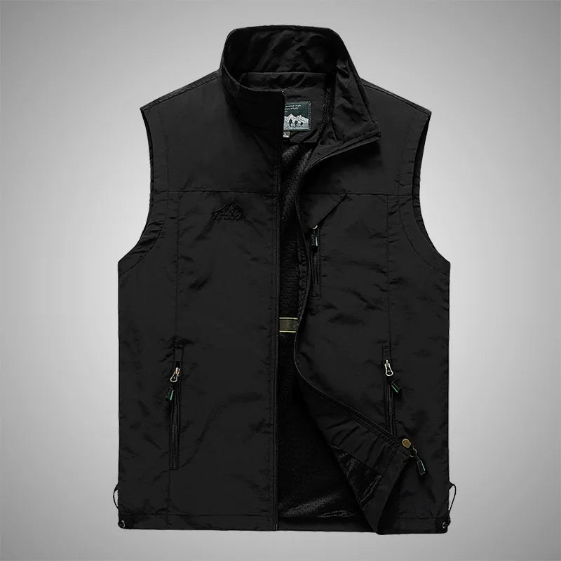 Spring New Men Waistcoat Outdoor Leisure Solid Color Vest Young Middle-aged Photography Fishing Casual Vest Jacket Male