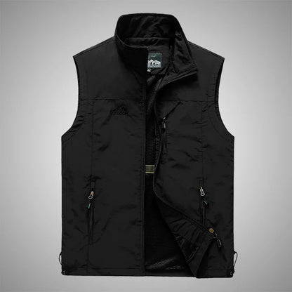 Spring New Men Waistcoat Outdoor Leisure Solid Color Vest Young Middle-aged Photography Fishing Casual Vest Jacket Male