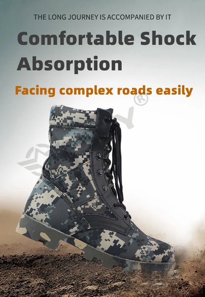 Camouflage Ankle Boots Men Outdoor Genuine Leather Panama Soles Tactical Combat Boots Hunting Work Boot Man Hiking Shoe 47