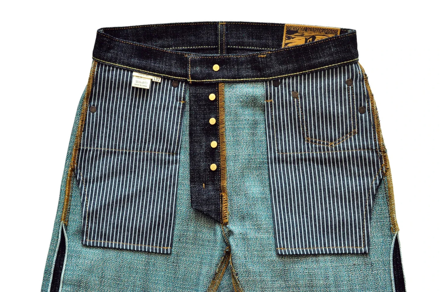 308XX-BO-Wind Jeans for Men Furinkazan Selvedge raw denim Jeans Mens Jeans 66 MODE Fit 16.8 OZ Silver-plated Buttons