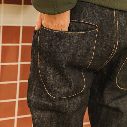 Heavy Weight 18oz Indigo Selvage Unwashed Pants Unsanforised Thick High Waist Raw Denim Jean