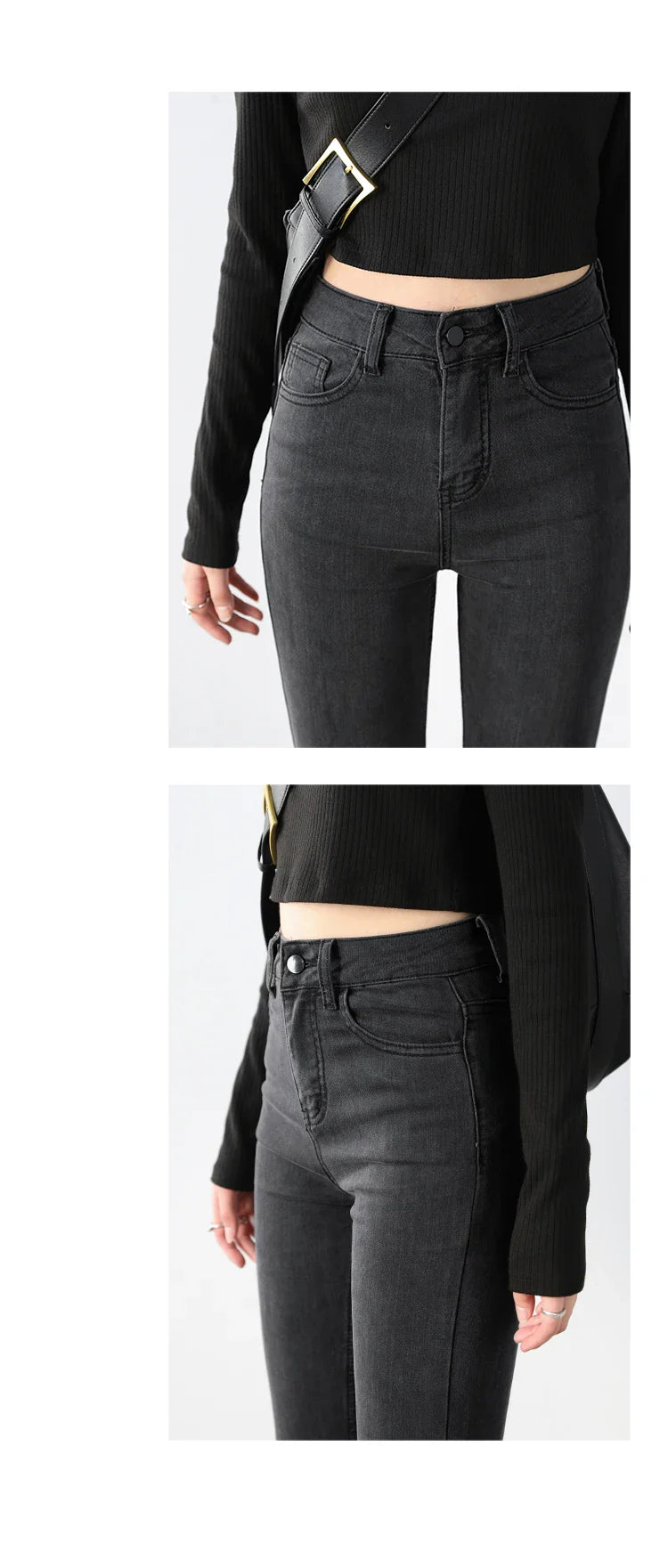 Women Jeans Retro High Waist Stretch Pencil Denim Pants Elastic for Woman Female Trousers Autumn Winter Ladies