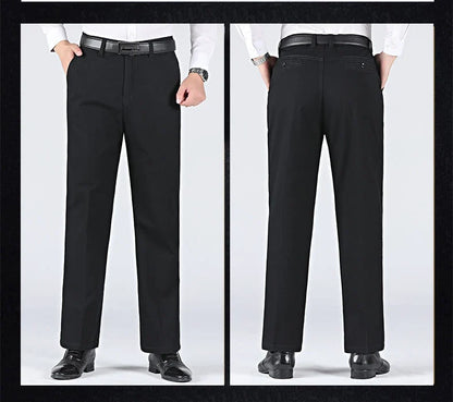 New Arrival 100% Cotton Summer Autumn Men's Casual Pants Fashion Solid Black Beige Gentle Thicken Trousers Brand Smart Suit Pant