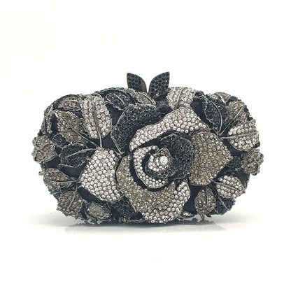 Green Pink Multicolored Rose Crystal Women Evening Clutches Bags Diamond Wedding Cocktail Party Purse And Stone Handbag