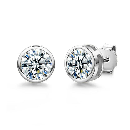 1ct 2ct Total D Color Round Moissanite 18K Gold Plated Stud Earrings Stud Earrings  For Woman