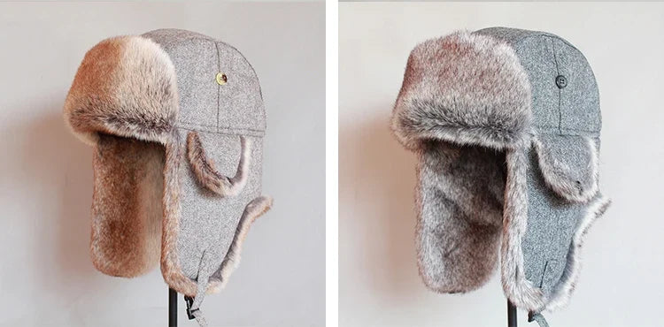 Russian Trooper Trapper Hat Winter  Bomber Hat Men Women Warm Faux Fur Hats with Ear Flaps