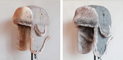 Russian Trooper Trapper Hat Winter  Bomber Hat Men Women Warm Faux Fur Hats with Ear Flaps