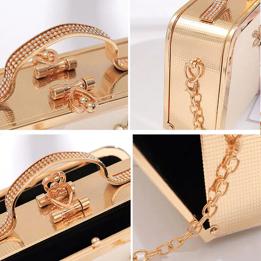 Evening Bags Women Clutch Bag High-end Leather Evening Wedding Bridal Handbag Pearl Flower Fashion Chain Party Packs