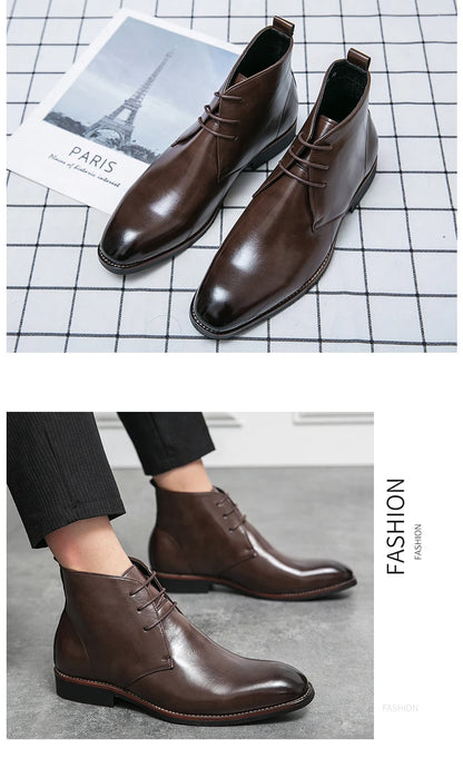 Mayba Pointed Leather Shoes Men Casual Shoes Ankle Boots Size 38-48