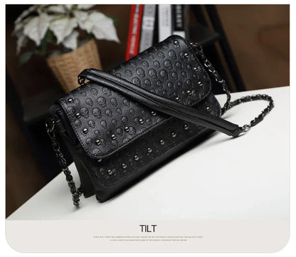 England Style Skull Women Crossbody Bag Leather Small Skull Shoulder Bag Chain Luxury Clutch Women Bags Designer Drop