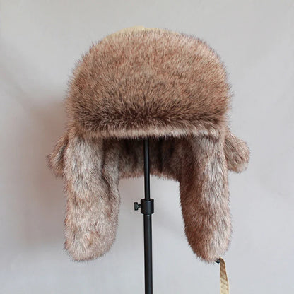 Unisex Winter  Warm Russian Hats  Faux Fur Trapper Hat for Men Women Windproof Bomber Hat Ushanka Ear Flap