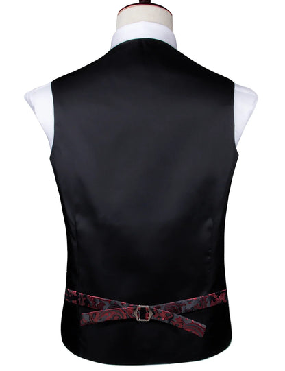 Navy Blue Mens Vest Formal Paisley Waistcoat Jacket Tie Handkerchief Cufflinks Set For Male Dress Suit Wedding Party