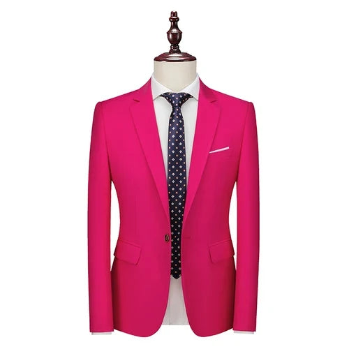 Bright Green Single Button Men's Blazer, Asian Size Slim Suit Jacket, Wedding Dress Coat, White and Black Tops.
