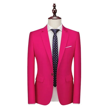 Bright Green Single Button Men's Blazer, Asian Size Slim Suit Jacket, Wedding Dress Coat, White and Black Tops.