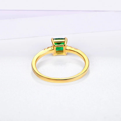 100% 925 Sterling Silver 18K Yellow Plated Ring Emerald Gemstone Wedding Party Vintage For Women Fine Jewelry Wholesale