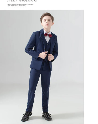 Flower Boys Wedding Suit Kids Prom Party Tuxedo Formal Blazer Children's Day Pinao Performance Costume school uniform 2-16T