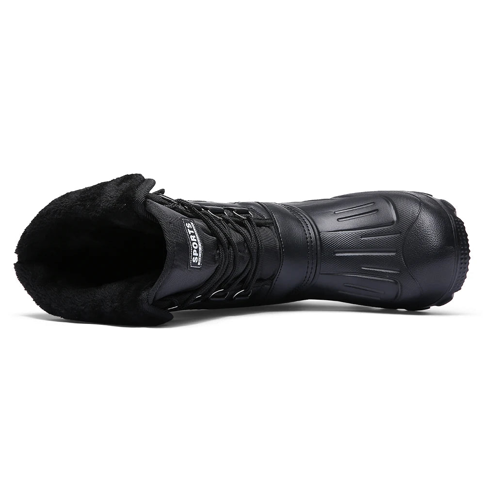 New Winter Camouflage Snow Men Boots Rain Shoes Outdoor Waterproof With Fur Plush Warm Male Casual Mid-Calf Work Motorcycle Boot