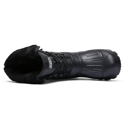 New Winter Camouflage Snow Men Boots Rain Shoes Outdoor Waterproof With Fur Plush Warm Male Casual Mid-Calf Work Motorcycle Boot