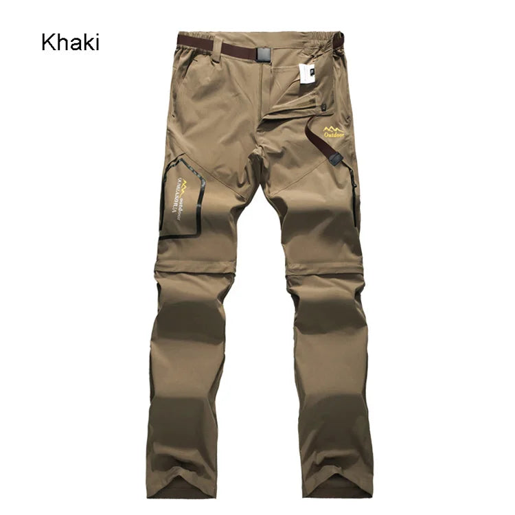 Men's Camping Hiking Pants Trekking Stretch Summer Quick Dry UV-Proof Outdoor Travel Trousers Detachable into Shorts