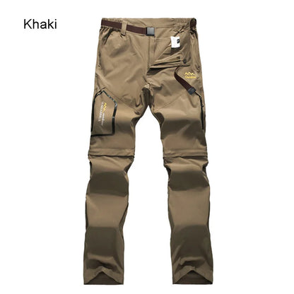 Men's Camping Hiking Pants Trekking Stretch Summer Quick Dry UV-Proof Outdoor Travel Trousers Detachable into Shorts