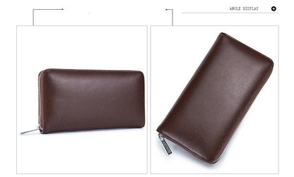 Men wallet genuine leather passport RFID long large capacity organ mobile phone  multi function card holder unisex wallets