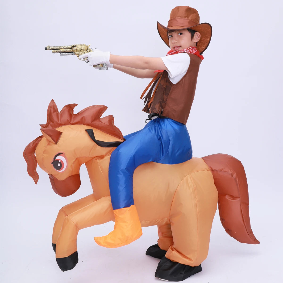 Kids Child Inflatable Horse Costume Girls Boys Funny Halloween Purim Party Inflated Garment Disfraces