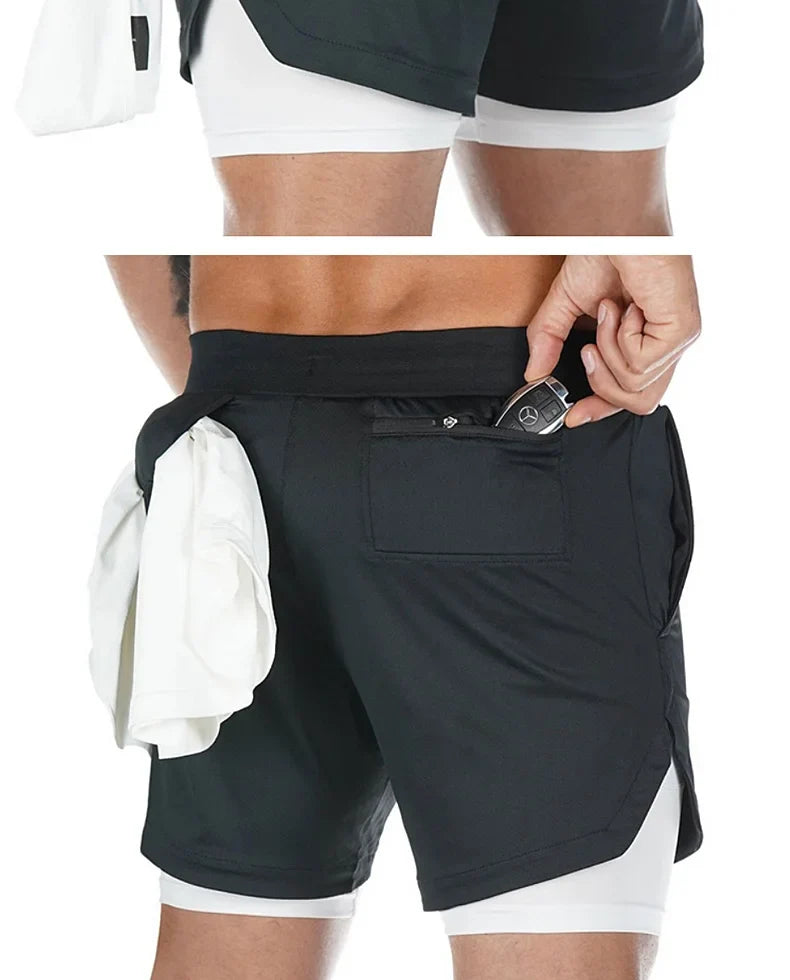 Men's Summer Quick Dry Running 2 in 1 Shorts Sports Jogger Short Pants Male Gym Fitness Training Sweatpants Plus Size M-5XL