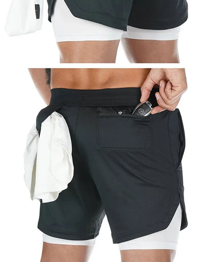 Men's Summer Quick Dry Running 2 in 1 Shorts Sports Jogger Short Pants Male Gym Fitness Training Sweatpants Plus Size M-5XL