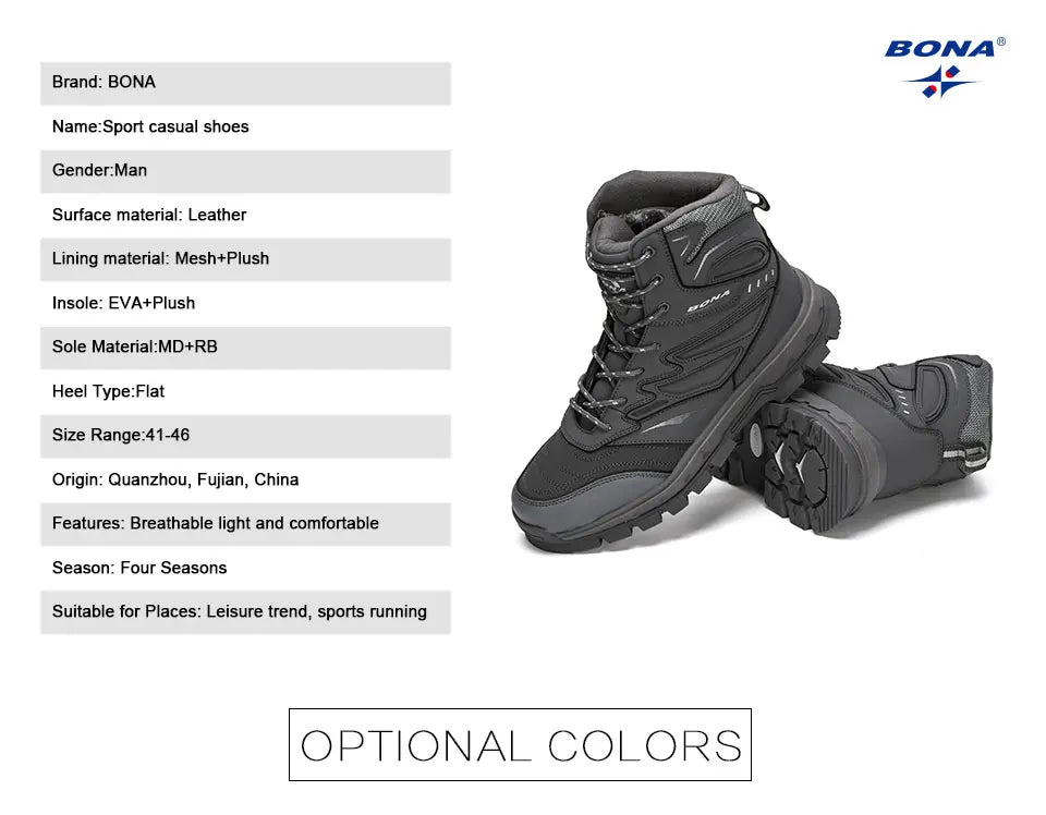 2022 New Designers Brand Action Leather Winter Shoes Men High Top Plush Non-Slip Snow Boots Man Warm Ankle Boots Mansculino