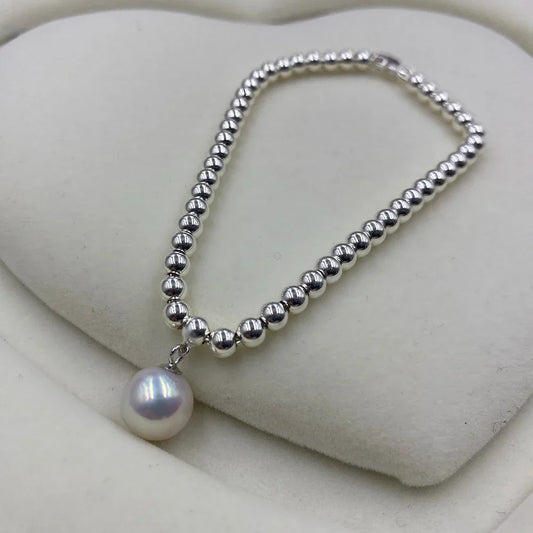 Bracelet Perles en Argent Sterling 925 Breloque Cœur Design Tendance Femmes Filles Amoureuse Meilleur Cadeau Vente Chaude