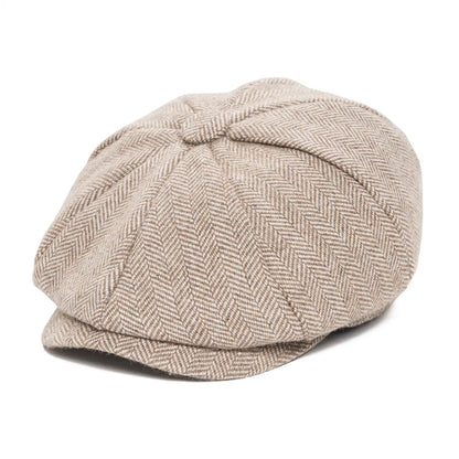 Kids Newsboy Caps Small Size Boy Woolen Tweed Flat Cap Herringbone Girl Infant Toddler Youth Beret Hat for Child