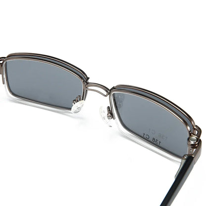 Steampunk Clip On Metal Rectangle Sun Glasses Women Retro Flip 2 In 1 Magnet Men Designer Polarized Shades Sunglasses